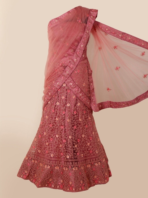 Pothys Pink Embroidered Net Traditional Half Saree