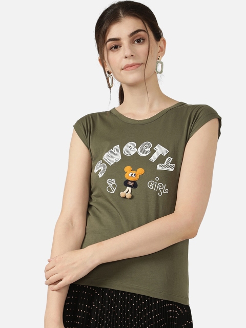 V2 Value & Variety Olive Green Chambray Regular Top