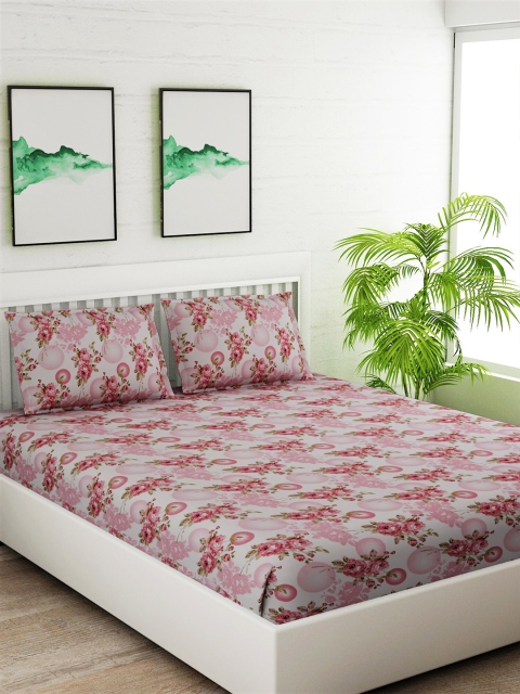 Salona Bichona White & Pink Floral 144 TC Cotton 1 Queen Bedsheet with 2 Pillow Covers
Salona Bichona White & Pink Floral 144 TC Cotton 1 Queen Bedsheet with 2 Pillow Covers