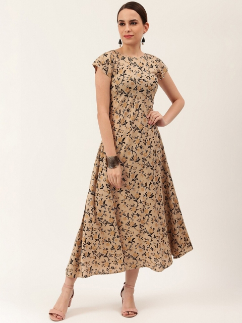 Rustorange Women Beige Printed Maxi Dress