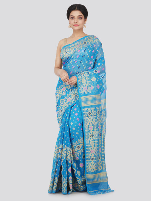 PinkLoom Turquoise Blue Pure Cotton Woven Design Handloom Jamdani Sustainable Saree
PinkLoom Turquoise Blue Pure Cotton Woven Design Handloom Jamdani Sustainable Saree