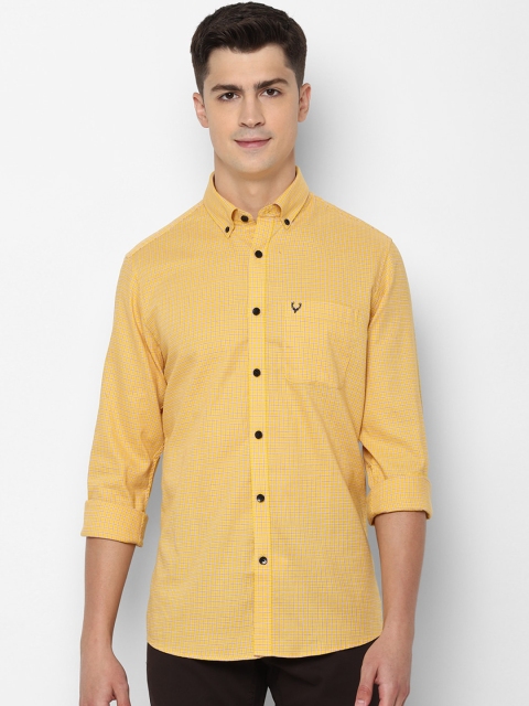 Allen Solly Men Mustard Yellow & Red Slim Fit Checked Casual Shirt
