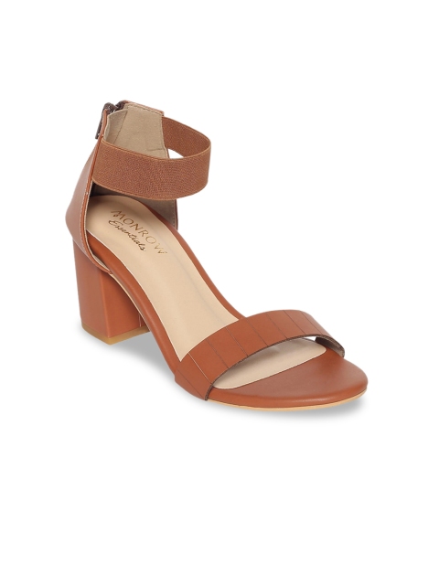 Monrow Women Tan Brown Printed Block Heels
