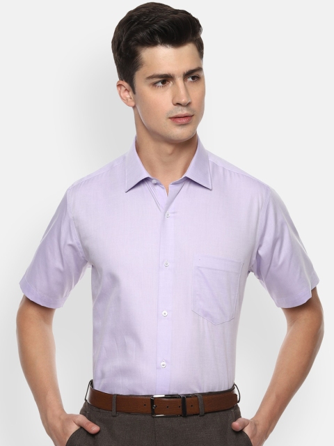Van Heusen Men Lavender Cotton Regular Fit Solid Formal Shirt