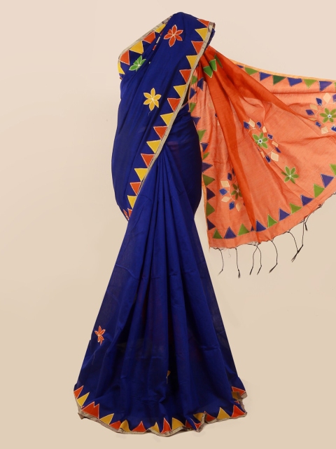 Pothys Blue Checked Saree