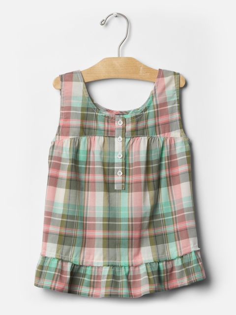 GAP Girls Multicoloured Checked A-Line Top, Multi