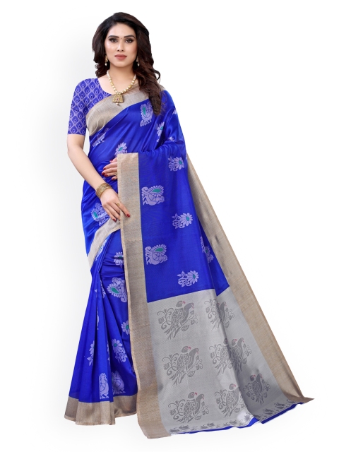 KALINI Blue Poly Silk Woven Design Pochampally Saree