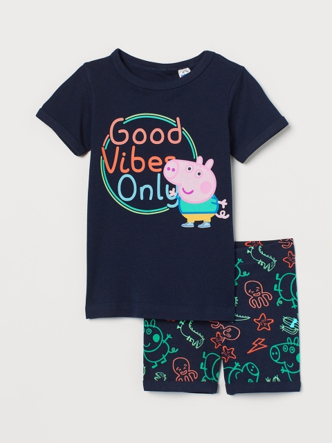 H&M Boys Blue Printed Cotton Pyjamas