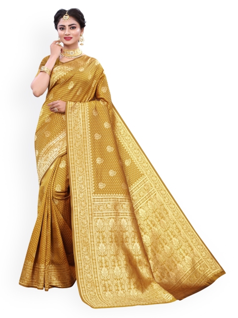 KALINI Mustard Poly Silk Woven Design Banarasi Saree