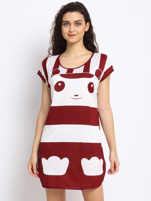 NEUDIS Maroon & White Printed Lounge T-Shirt