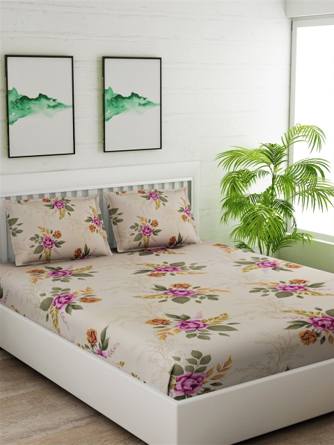 Salona Bichona Beige & Purple Floral 144 TC Cotton 1 Queen Bedsheet with 2 Pillow Covers
Salona Bichona Beige & Purple Floral 144 TC Cotton 1 Queen Bedsheet with 2 Pillow Covers