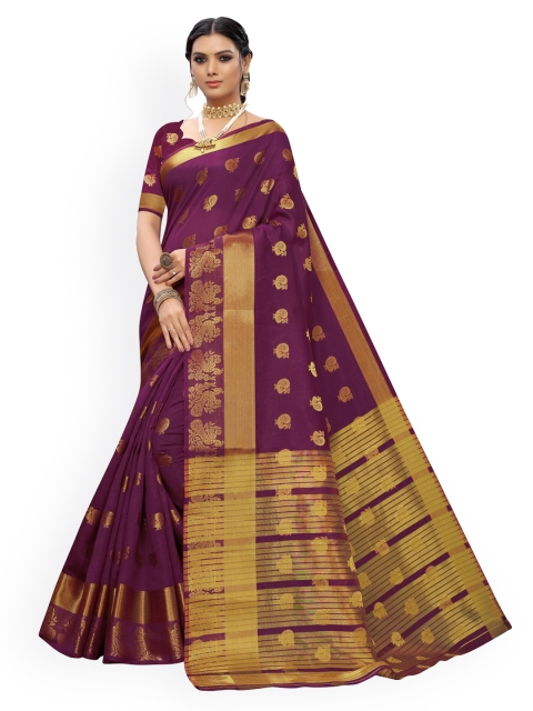 KALINI Purple Silk Cotton Woven Design Chanderi Saree