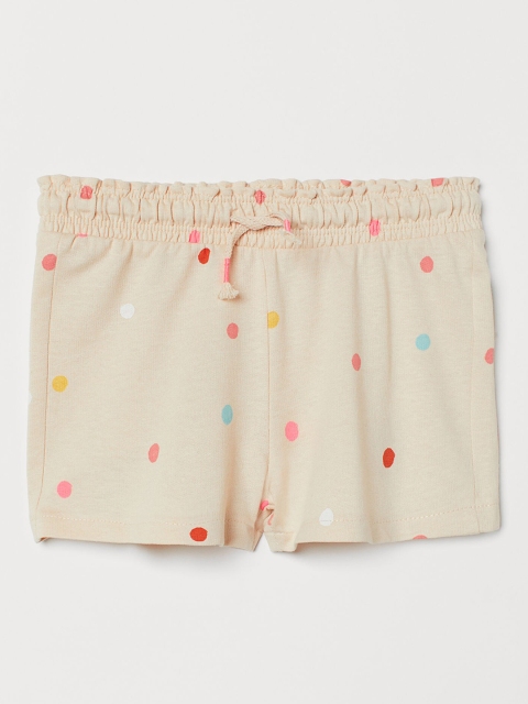 H&M Girls Beige & Pink Printed Sweatshirt Shorts