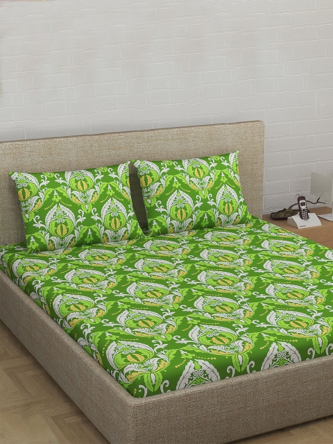 Divine Casa Green & White Ethnic Motifs 180 TC Cotton 1 Queen Bedsheet with 2 Pillow Covers
Divine Casa Green & White Ethnic Motifs 180 TC Cotton 1 Queen Bedsheet with 2 Pillow Covers