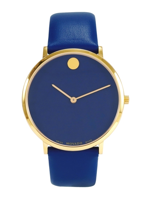 MOVADO Men Blue Analogue Leather Watch 607254