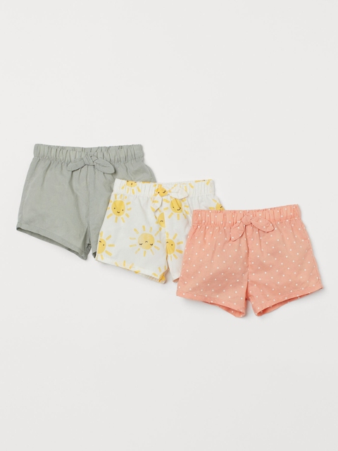 H&M Girls 3-Pack Cotton Shorts, White