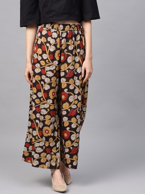 KSUT Women Multicoloured Printed Wide Leg Palazzos, Multi