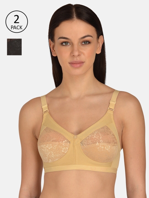 mod & shy Pack Of 2 Assorted Lace Non-Wired Non Padded Minimizer Bras MS252253