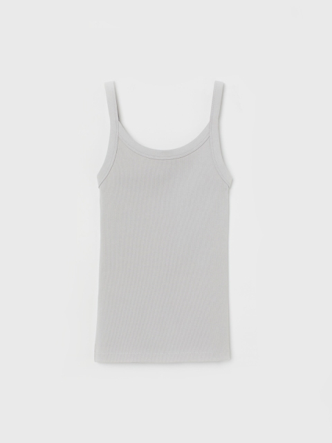 H&M Women Grey Solid Ribbed Vest Top