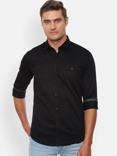 Louis Philippe Jeans Men Black Slim Fit Solid Casual Shirt