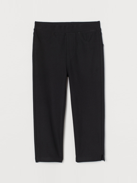 H&M Girls Black Solid Solid Capri Leggings