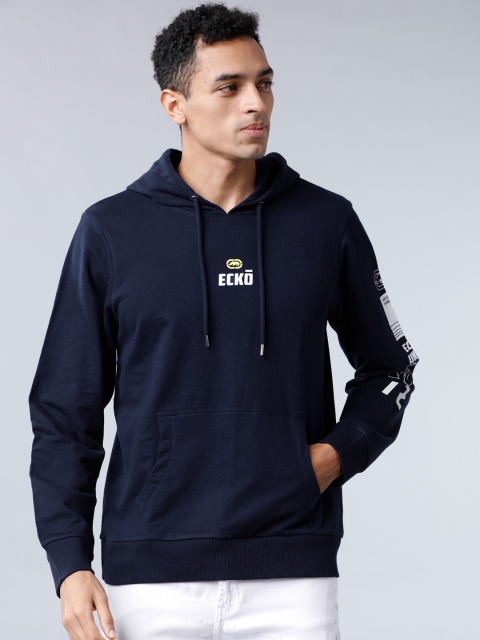 Ecko Unltd Men Navy Blue Solid Sweatshirt
