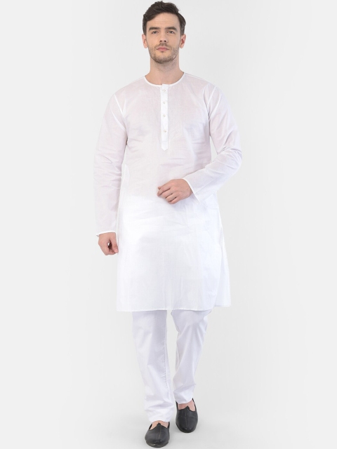 VASTRAMAY Men White Solid Kurta with Pyjamas