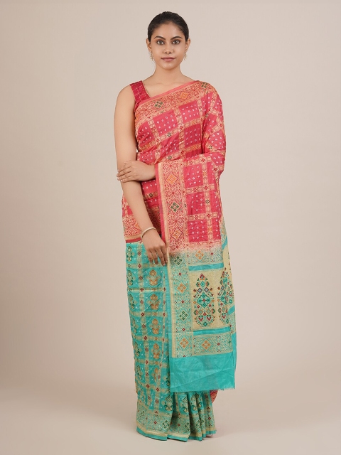 Pothys Orange & Red Art Silk Printed Saree