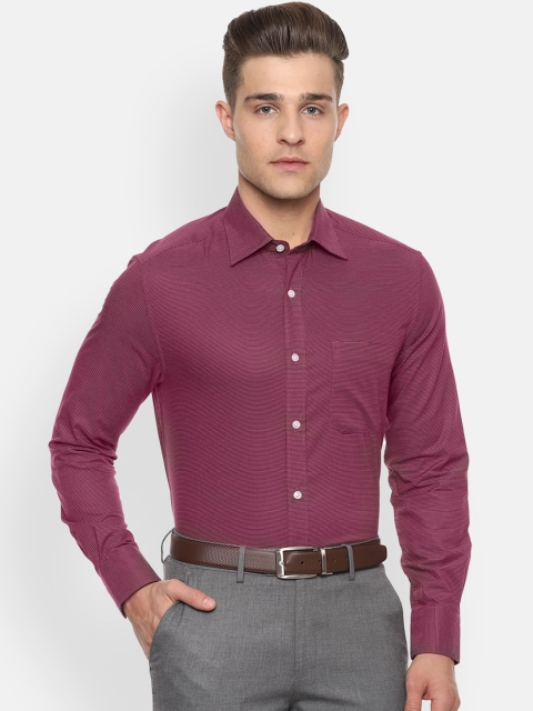 Louis Philippe Men Maroon Regular Fit Solid Formal Shirt