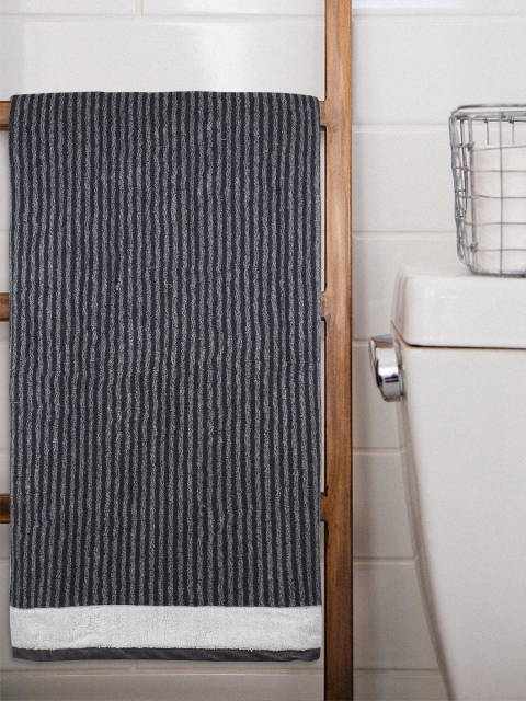Trident Grey Set of 2 Striped 500 GSM Bath Towels