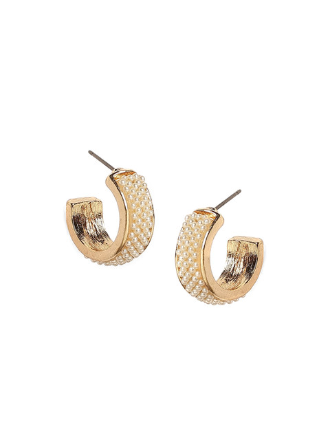 20Dresses White & Gold-Toned Beaded Contemporary Half Hoop Earrings 
20Dresses White & Gold-Toned Beaded Contemporary Half Hoop Earrings