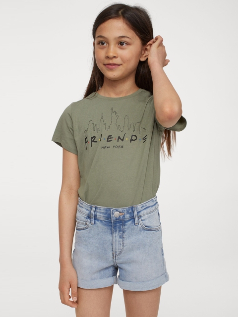 H&M Girls Green & Blue Friends 2-Piece Printed Set
