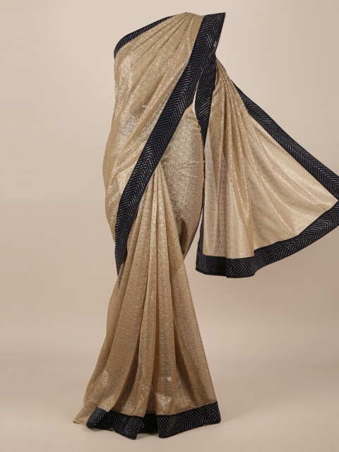 Pothys Gold-Toned Embellished Jute Silk Saree