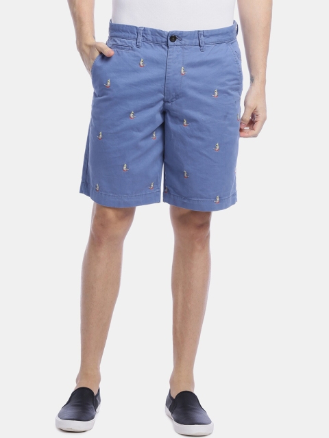 GAP Men Blue Self Design Regular Fit Regular Shorts
