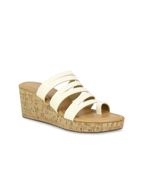 Inc 5 Women Beige Striped Sandals