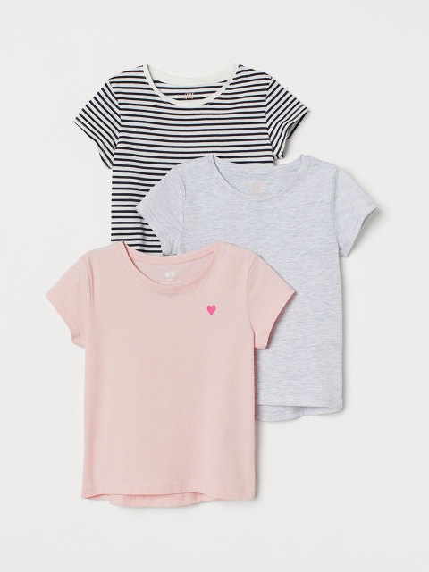 H&M Girls 3 Pack Jersey Tops, Peach