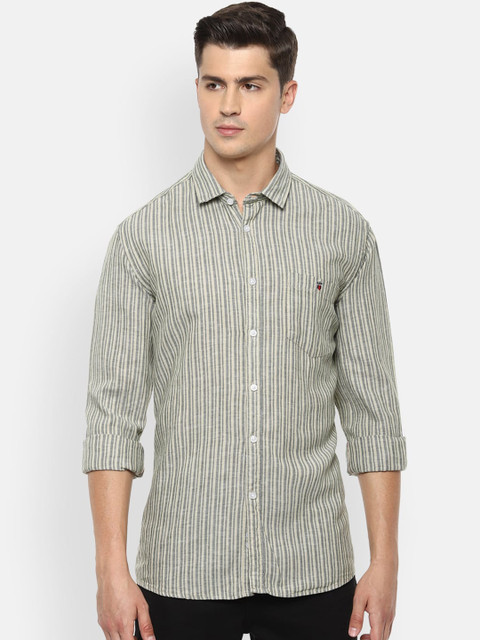 Louis Philippe Jeans Men Beige & Olive Green Slim Fit Striped Linen Cotton Casual Shirt
Louis Philippe Jeans Men Beige & Olive Green Slim Fit Striped Linen Cotton Casual Shirt