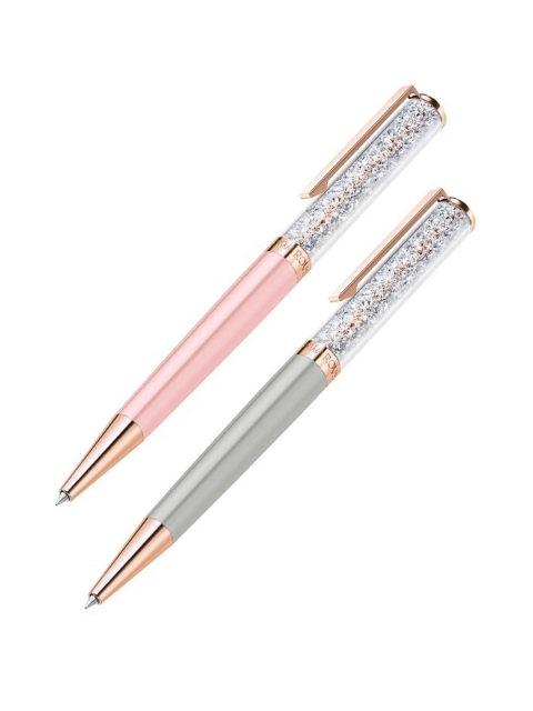 SWAROVSKI Women Set Of 2 Rose-Gold Plated Crystal Studded Pall Point Pens, Grey