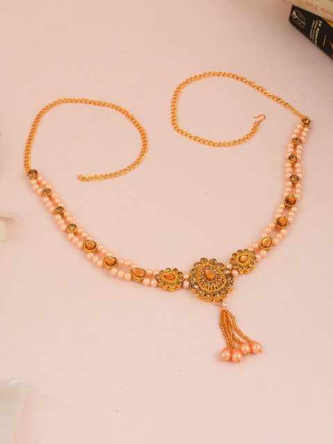 Silvermerc Designs Gold-Plated Stone-Studded & Beaded Bridal Kanakti Kamarbandh