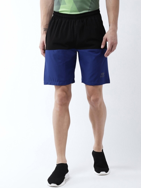 Masch Sports Men Black & Blue Colourblocked Regular Fit Sports Shorts