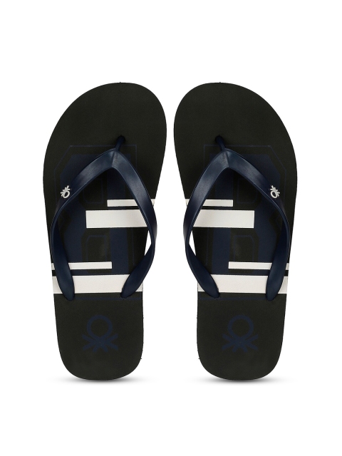 United Colors of Benetton Men Navy Blue & White Printed Thong Flip-Flops
