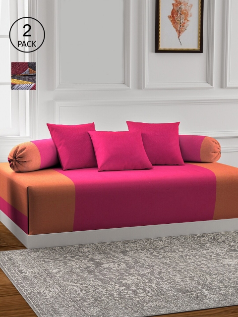 KLOTTHE Set of 2 Printed Cotton Single Bedsheet With 4 Bolster Covers & 6 Cushion Covers, Pink
KLOTTHE Set of 2 Printed Cotton Single Bedsheet With 4 Bolster Covers & 6 Cushion Covers, Pink
