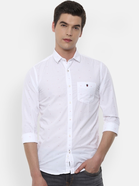 Louis Philippe Sport Men White Slim Fit Printed Casual Shirt