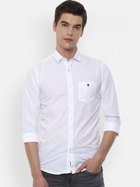 Louis Philippe Sport Men White Slim Fit Self Design Casual Shirt