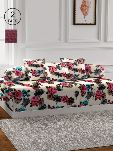 KLOTTHE Set Of 2 Printed Cotton Diwan Set, Multi