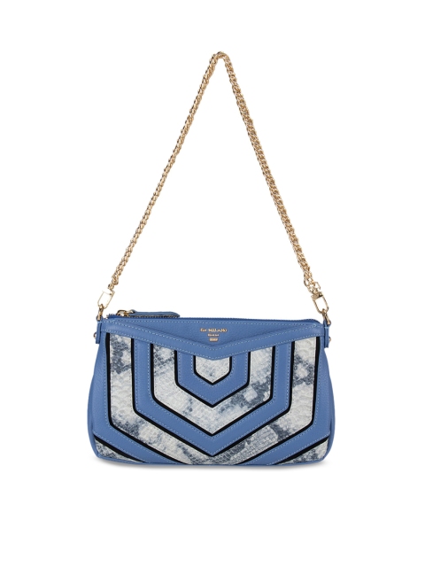 Da Milano Blue & Cream-Coloured Printed Sling Bag