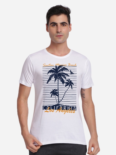 MASH UNLIMITED Men White Printed Round Neck T-shirt