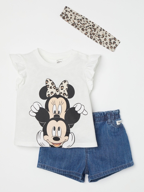 H&M Girls White & Blue 3-Piece Printed Set