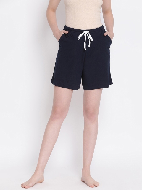 Kanvin Women Navy Blue Solid Lounge Shorts