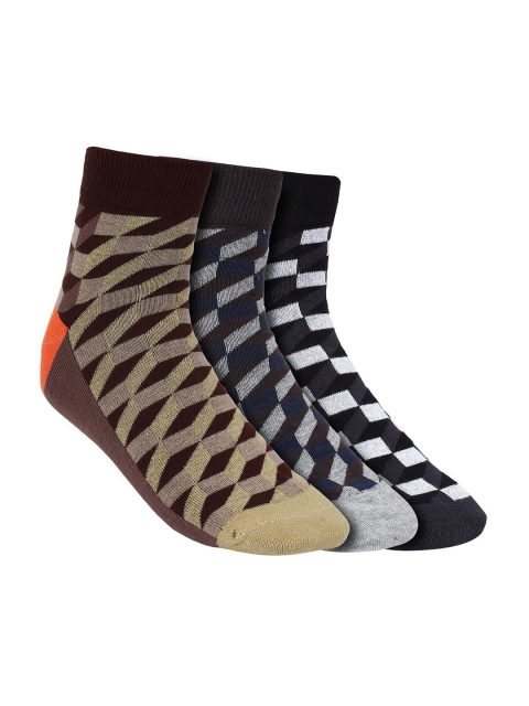 Creature Men Pack Of 3 Assorted Combed Cotton Ankle-Length Socks